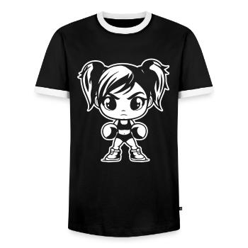 Little boxer - Men's Ringer Shirt - black/white - Front - AI Model Female 172 light (172cm) & AI Model Male 178 light (178cm)