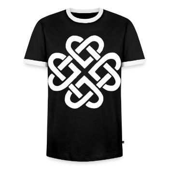 Flower and White Hearts - Men's Ringer Shirt - black/white - Front - AI Model Female 172 light (172cm) & AI Model Male 178 light (178cm)
