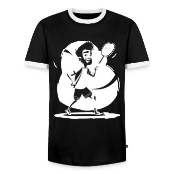 Badmintonspieler Skizze - Männer Kontrast-T-Shirt - Schwarz/Weiß - Vorne - AI Model Female 172 light (172cm) & AI Model Male 178 light (178cm)