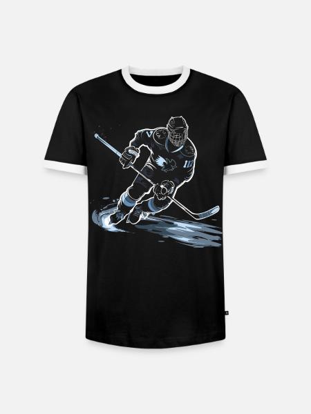 Eishockeyspieler Zeichnung - Männer Kontrast-T-Shirt - Schwarz/Weiß