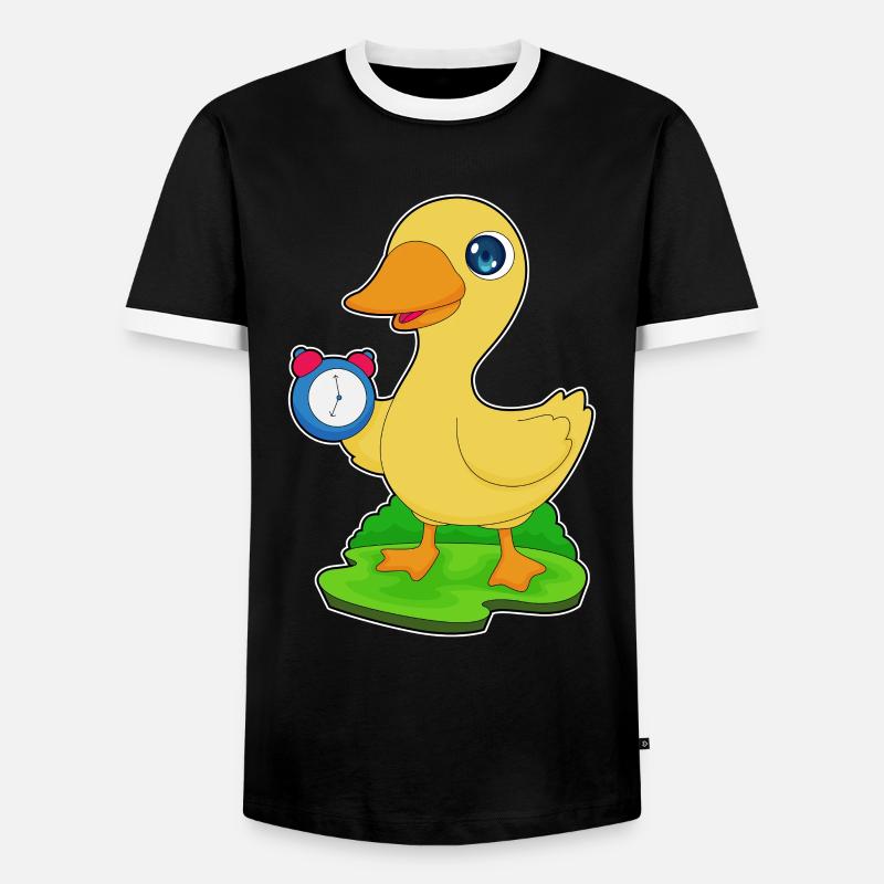Duck Alarm Clock - Men's Ringer Shirt - black/white