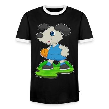 Hund Basketballspieler Basketball - Männer Kontrast-T-Shirt - Schwarz/Weiß - Vorne - AI Model Female 172 light (172cm) & AI Model Male 178 light (178cm)