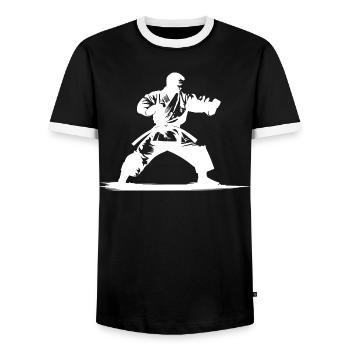 Karateka - Männer Kontrast-T-Shirt - Schwarz/Weiß - Vorne - AI Model Female 172 light (172cm) & AI Model Male 178 light (178cm)
