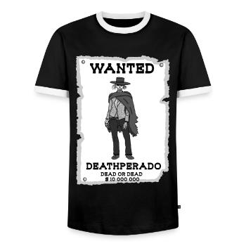 Skeleton Cowboy - Men's Ringer Shirt - black/white - Front - AI Model Female 172 light (172cm) & AI Model Male 178 light (178cm)