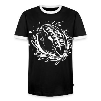 Football Ball Sketch - Men's Ringer Shirt - black/white - Front - AI Model Female 172 light (172cm) & AI Model Male 178 light (178cm)