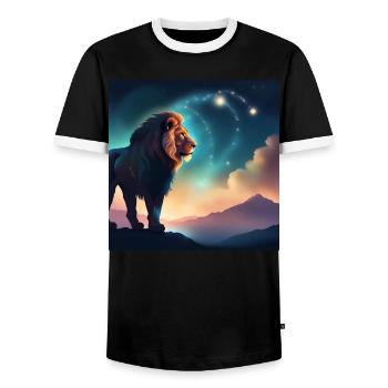 Leo Zodiac Horoscope Gift Idea - Men's Ringer Shirt - black/white - Front - AI Model Female 172 light (172cm) & AI Model Male 178 light (178cm)