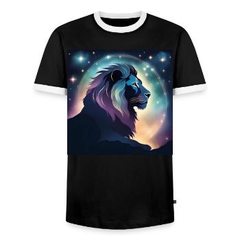 Leo Leo Zodiac Gift - Men's Ringer Shirt - black/white - Front - AI Model Female 172 light (172cm) & AI Model Male 178 light (178cm)