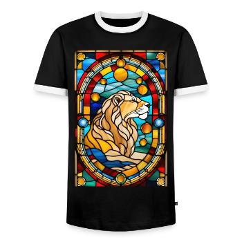 Leo Astrology Zodiac Gift - Men's Ringer Shirt - black/white - Front - AI Model Female 172 light (172cm) & AI Model Male 178 light (178cm)