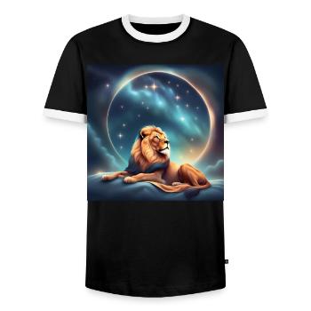 Leo Birthday Zodiac Gift - Men's Ringer Shirt - black/white - Front - AI Model Female 172 light (172cm) & AI Model Male 178 light (178cm)