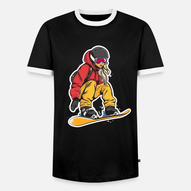 Snowboarder Graphic - Men's Ringer Shirt - black/white