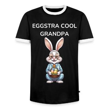 Grandpa Easter Egg Easter Gift - Men's Ringer Shirt - black/white - Front - AI Model Female 172 light (172cm) & AI Model Male 178 light (178cm)