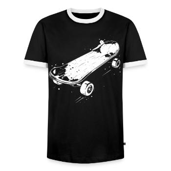 Croquis de planche à roulettes - T-shirt contrasté Homme - noir/blanc - Devant - AI Model Female 172 light (172cm) & AI Model Male 178 light (178cm)