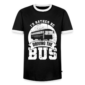 I'd Rather Be Driving The Bus - Men's Ringer Shirt - black/white - Front - AI Model Female 172 light (172cm) & AI Model Male 178 light (178cm)
