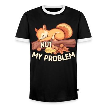 Nut My Problem Morning Grouch Squirrel Gift - Men's Ringer Shirt - black/white - Front - AI Model Female 172 light (172cm) & AI Model Male 178 light (178cm)
