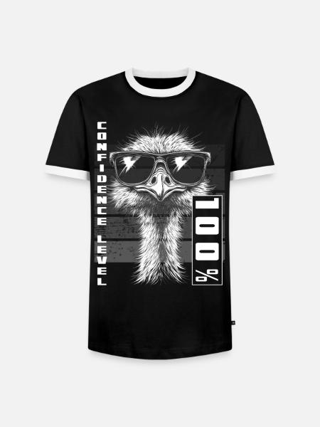 Confident Ostrich Bird Sunglasses Gift - Men's Ringer Shirt - black/white