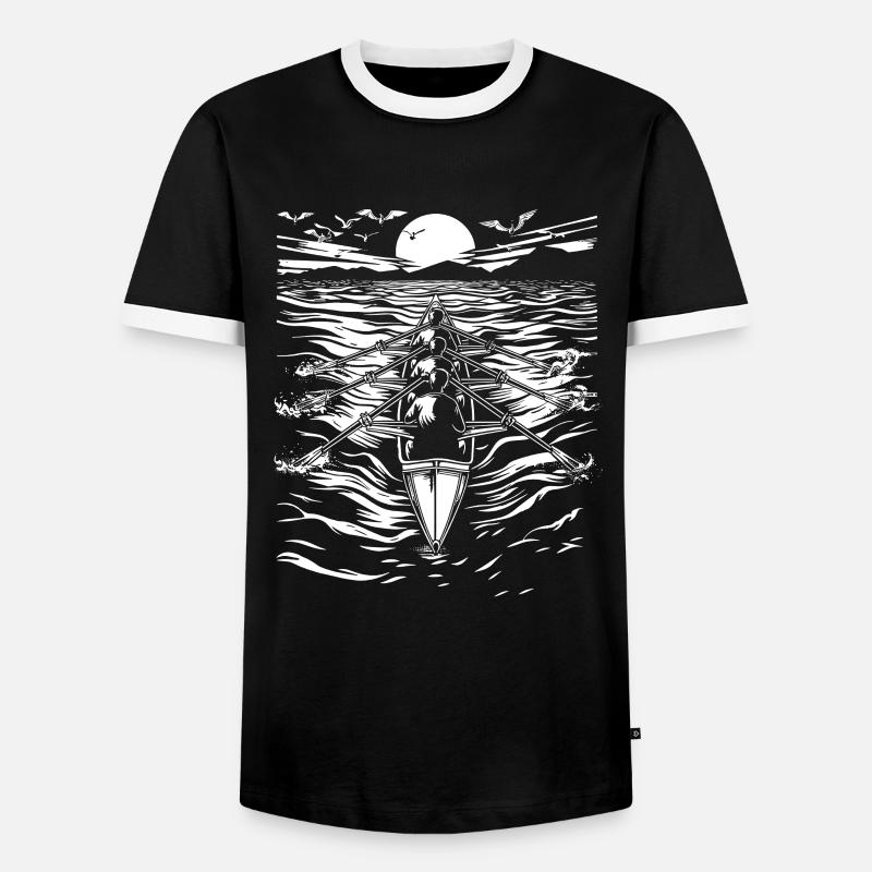 Rowing Sketch - Men's Ringer Shirt - black/white