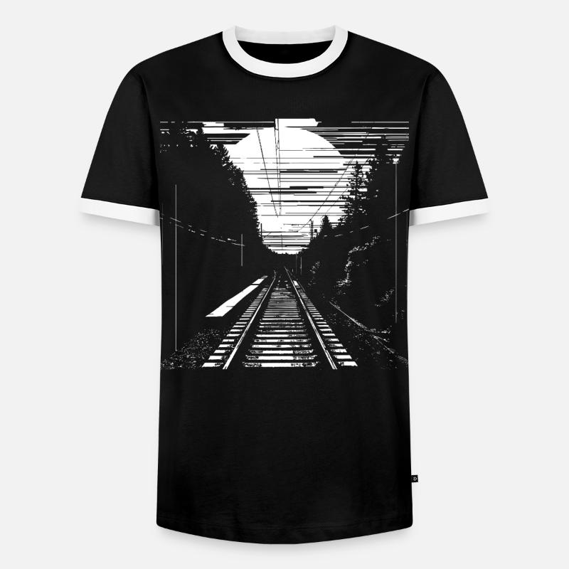 Railway Graphic - Men's Ringer Shirt - black/white