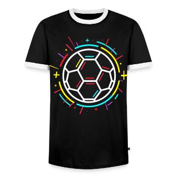 Dessin de ballon de football - T-shirt contrasté Homme - noir/blanc - Devant - AI Model Female 172 light (172cm) & AI Model Male 178 light (178cm)