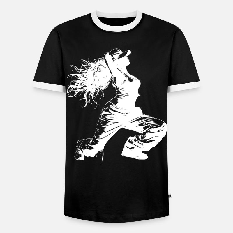 Dessin de breakdancer - T-shirt contrasté Homme - noir/blanc