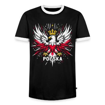 Poland Polska Eagle Flag Flag Epic Gift - Men's Ringer Shirt - black/white - Front - AI Model Female 172 light (172cm) & AI Model Male 178 light (178cm)
