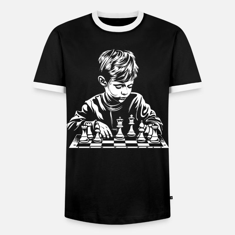 Chess Boy Sketch - Men's Ringer Shirt - black/white