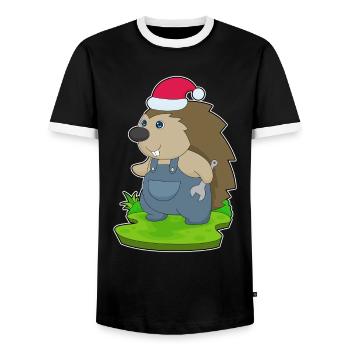 Igel Weihnachten Mechaniker - Männer Kontrast-T-Shirt - Schwarz/Weiß - Vorne - AI Model Female 172 light (172cm) & AI Model Male 178 light (178cm)