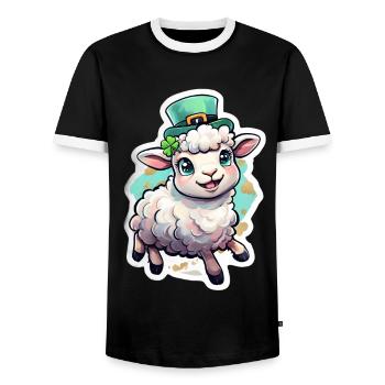 St. Patrick's Day Schaf Geschenk - Männer Kontrast-T-Shirt - Schwarz/Weiß - Vorne - AI Model Female 172 light (172cm) & AI Model Male 178 light (178cm)