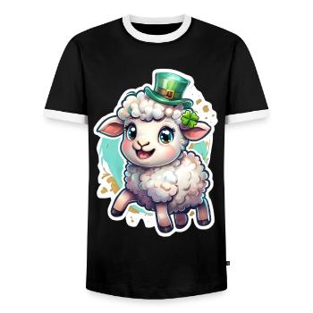 St. Patrick's Day Schaf Geschenk - Männer Kontrast-T-Shirt - Schwarz/Weiß - Vorne - AI Model Female 172 light (172cm) & AI Model Male 178 light (178cm)