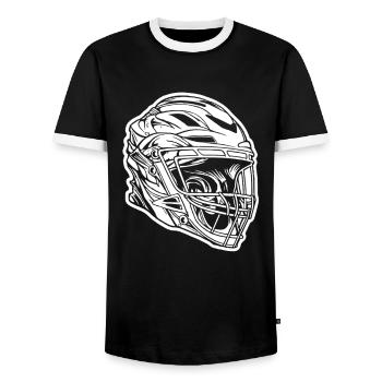 Lacrosse Helm Skizze - Männer Kontrast-T-Shirt - Schwarz/Weiß - Vorne - AI Model Female 172 light (172cm) & AI Model Male 178 light (178cm)