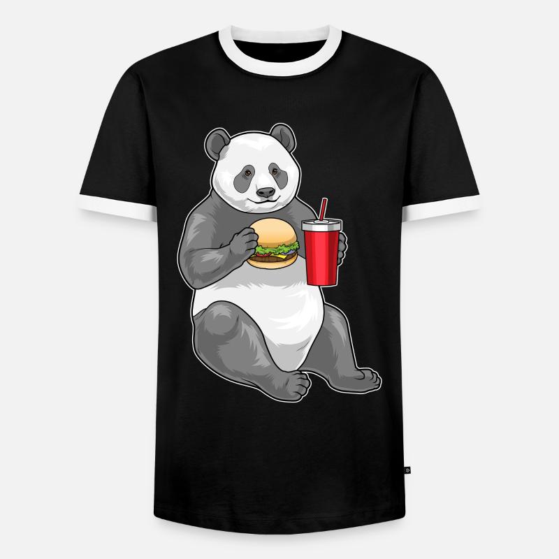 Panda Cheeseburger - Men's Ringer Shirt - black/white