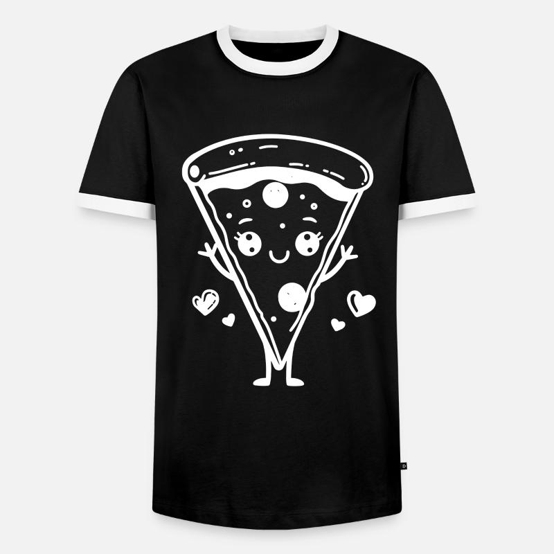 Pizza Comic Stil - Männer Kontrast-T-Shirt - Schwarz/Weiß