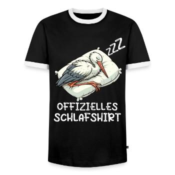 Offizielles Schlafshirt Storch Storchliebhaber - Männer Kontrast-T-Shirt - Schwarz/Weiß - Vorne - AI Model Female 172 light (172cm) & AI Model Male 178 light (178cm)