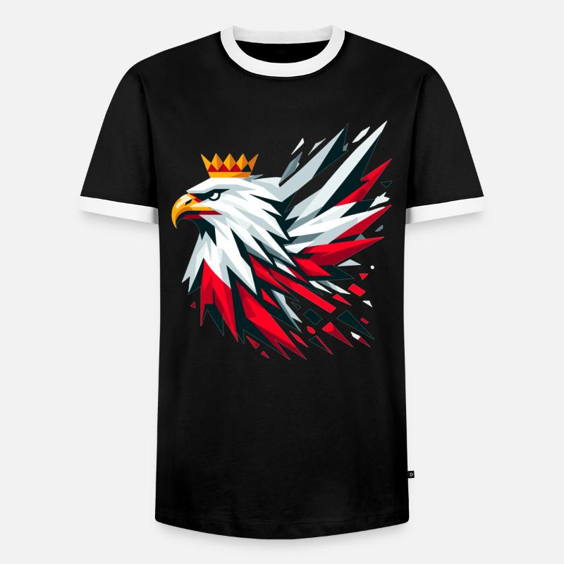 Poland Polska Eagle Flag Flag Geometry Gift - Men's Ringer Shirt - black/white