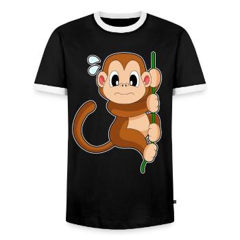 Affe Liane Dschungel - Männer Kontrast-T-Shirt - Schwarz/Weiß - Vorne - AI Model Female 172 light (172cm) & AI Model Male 178 light (178cm)