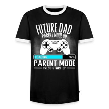Future Dad – Parent Mode On - Männer Kontrast-T-Shirt - Schwarz/Weiß - Vorne - AI Model Female 172 light (172cm) & AI Model Male 178 light (178cm)