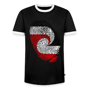 Fingerabdrücke der Maori-Flagge, Neuseeland - Männer Kontrast-T-Shirt - Schwarz/Weiß - Vorne - AI Model Female 172 light (172cm) & AI Model Male 178 light (178cm)