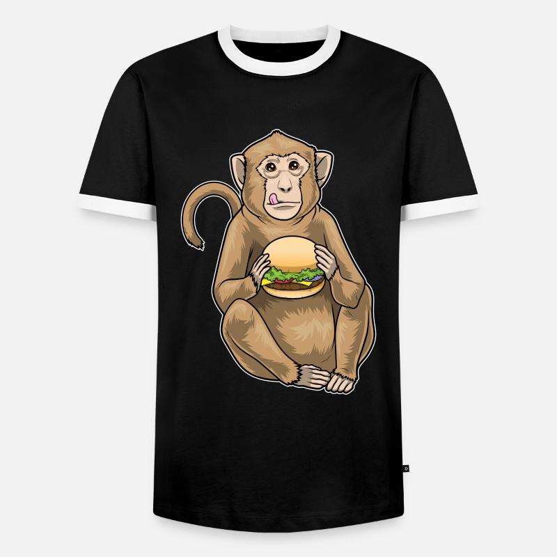 Affe Cheeseburger - Männer Kontrast-T-Shirt - Schwarz/Weiß