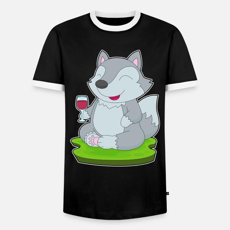 Wolf Red Wine - Men's Ringer Shirt - black/white