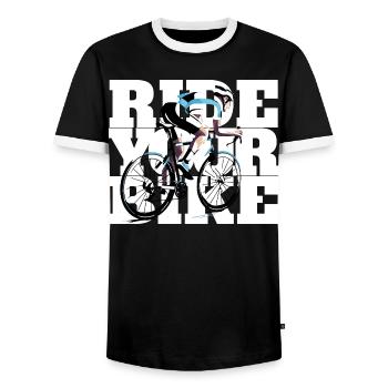 Ride your bike - für alle die das Rad lieben - Männer Kontrast-T-Shirt - Schwarz/Weiß - Vorne - AI Model Female 172 light (172cm) & AI Model Male 178 light (178cm)
