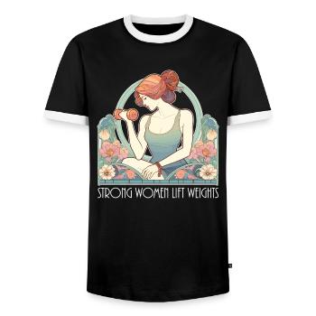 Fitness starke Frauen heben Gewichte Gym Geschenk - Männer Kontrast-T-Shirt - Schwarz/Weiß - Vorne - AI Model Female 172 light (172cm) & AI Model Male 178 light (178cm)