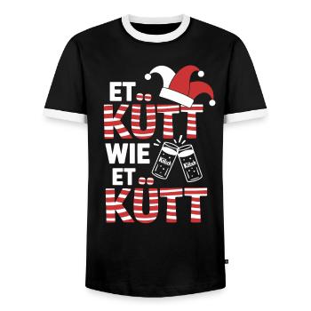 Köln Et Kütt Wie Et Kütt Kölner Grundgesetz Kölsch - Männer Kontrast-T-Shirt - Schwarz/Weiß - Vorne - AI Model Female 172 light (172cm) & AI Model Male 178 light (178cm)