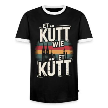 Köln Et Kütt Wie Et Kütt Kölner Grundgesetz Kölsch - Männer Kontrast-T-Shirt - Schwarz/Weiß - Vorne - AI Model Female 172 light (172cm) & AI Model Male 178 light (178cm)