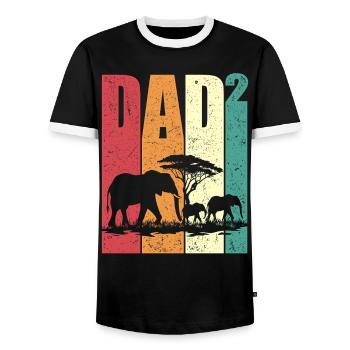 Elephant Two Kids Dad High 2 Father's Day Gift - Men's Ringer Shirt - black/white - Front - AI Model Female 172 light (172cm) & AI Model Male 178 light (178cm)