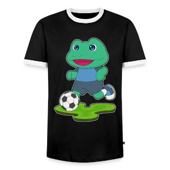 Frog Soccer Player Soccer - Men's Ringer Shirt - black/white - Front - AI Model Female 172 light (172cm) & AI Model Male 178 light (178cm)