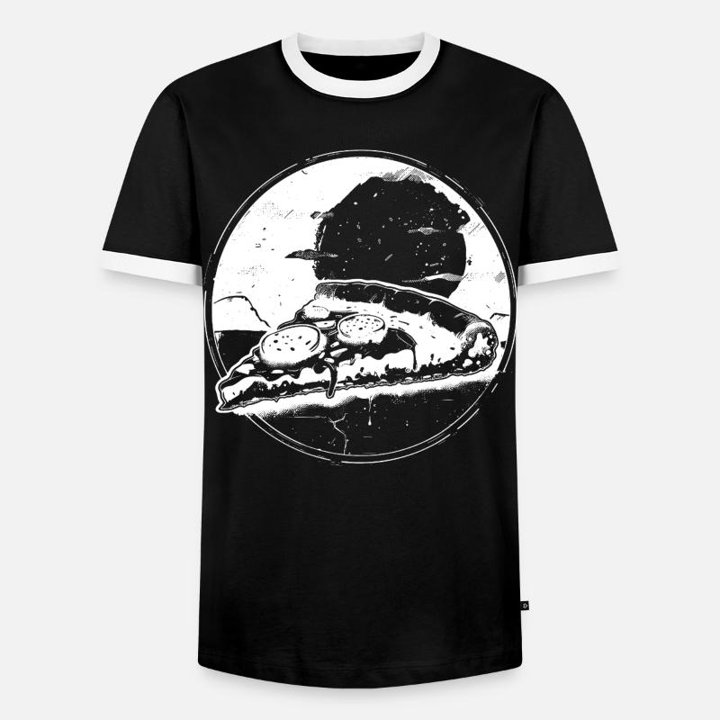 Pizza Piece Drawing - Men's Ringer Shirt - black/white