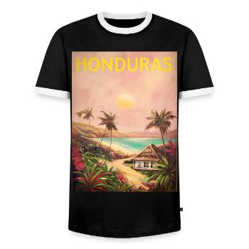 Honduras Pride Origin Gift - Men's Ringer Shirt - black/white - Front - AI Model Female 172 light (172cm) & AI Model Male 178 light (178cm)