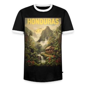 Honduras Pride Holiday Gift - Men's Ringer Shirt - black/white - Front - AI Model Female 172 light (172cm) & AI Model Male 178 light (178cm)
