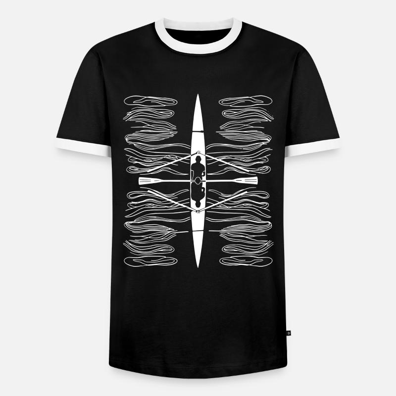 Rowing Drawing - Men's Ringer Shirt - black/white