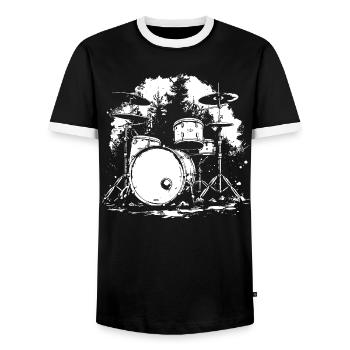 Percussion - Men's Ringer Shirt - black/white - Front - AI Model Female 172 light (172cm) & AI Model Male 178 light (178cm)