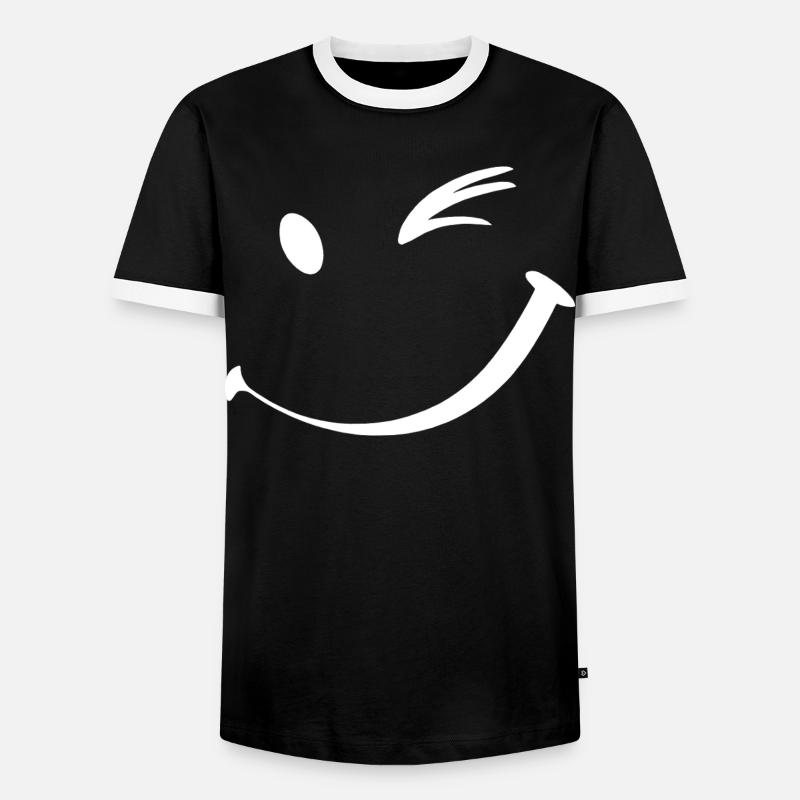 Winking face, Wink smile - Men's Ringer Shirt - black/white